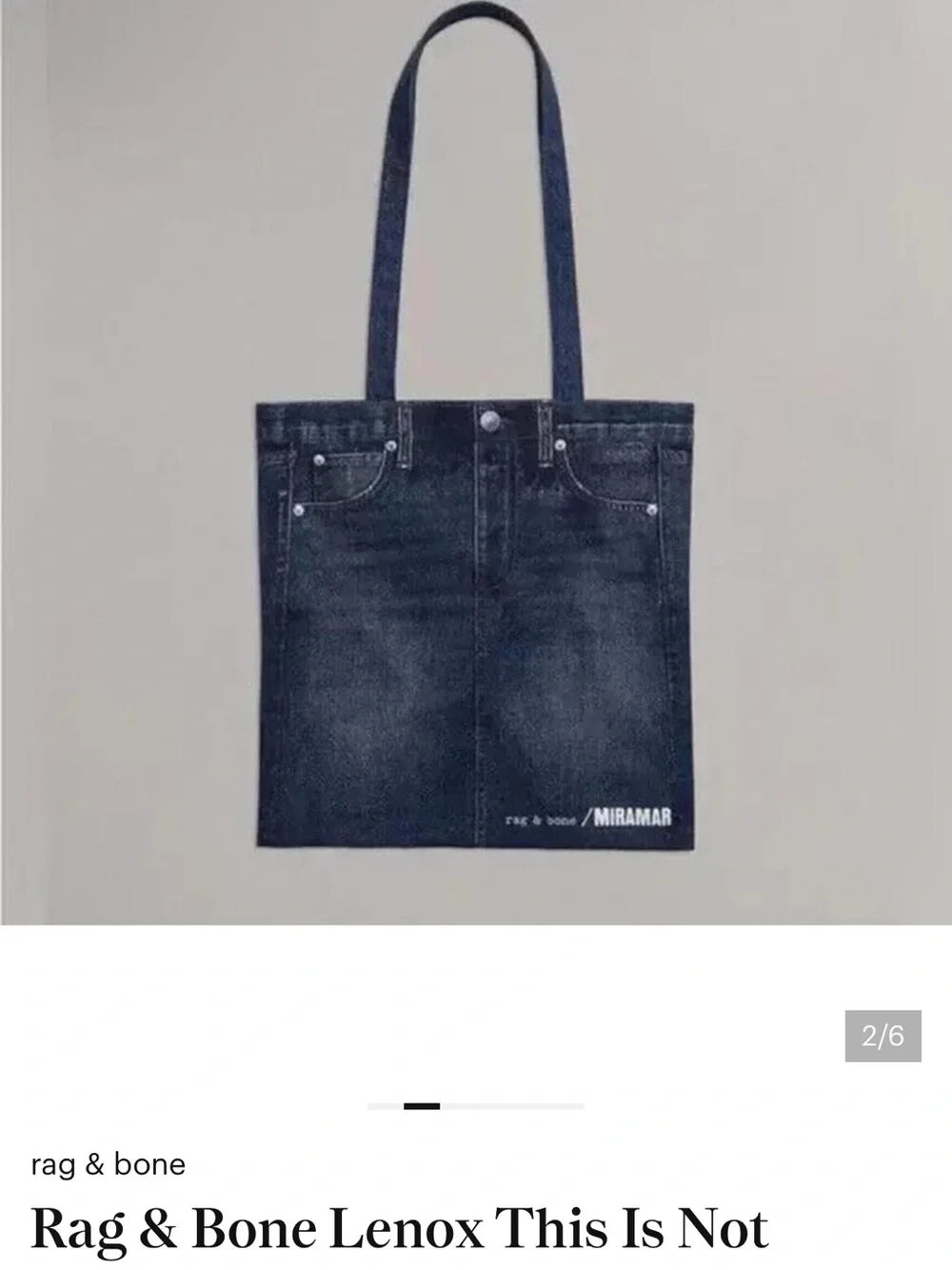 rag & bone Dark Blue Denim Tote